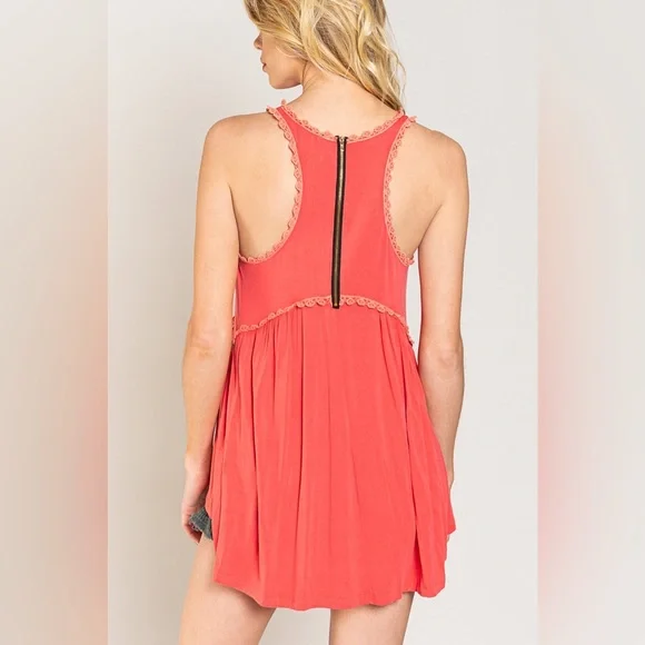 POL Coral Babydoll Top | Billowy Fit Silhouette - Picture 4 of 7